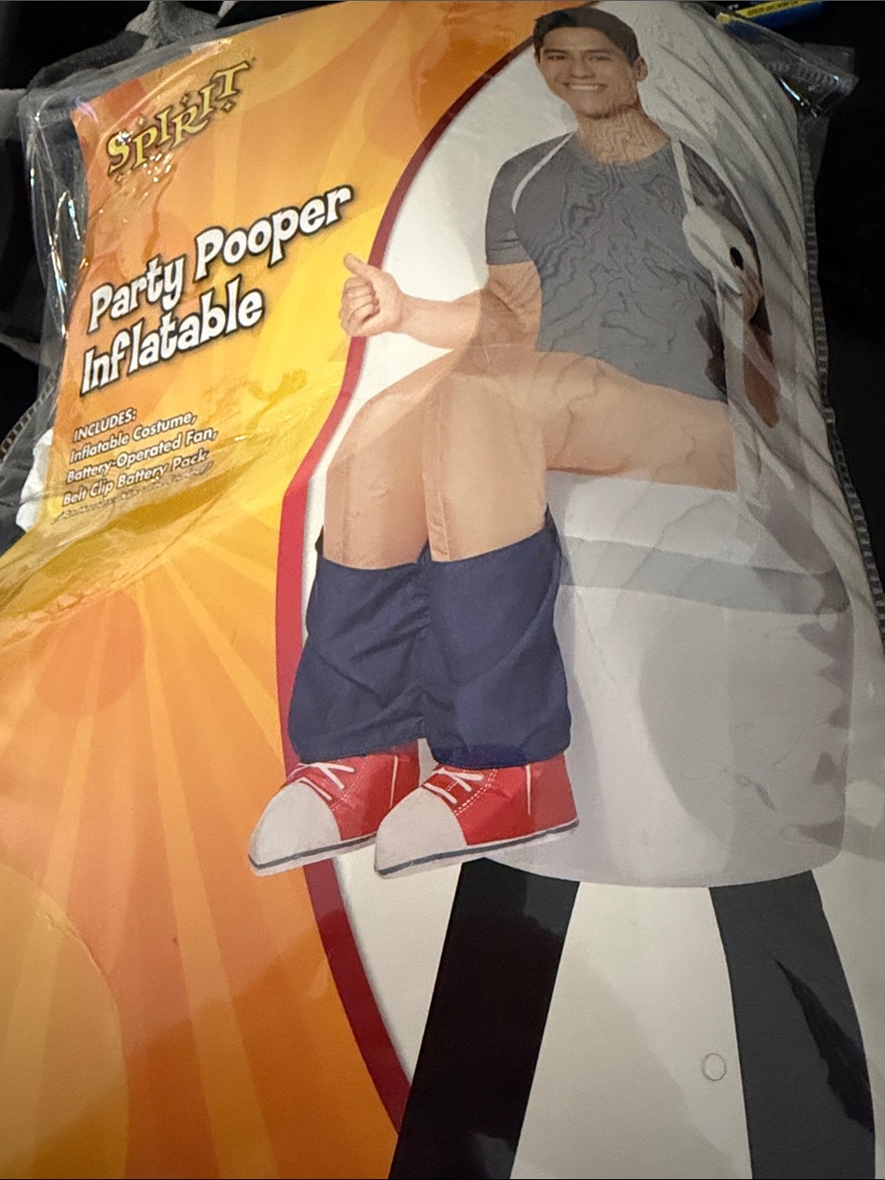 Spirit Party Pooper Inflatable Costume - Red Shoes, Navy Pants, Cream Legs adult